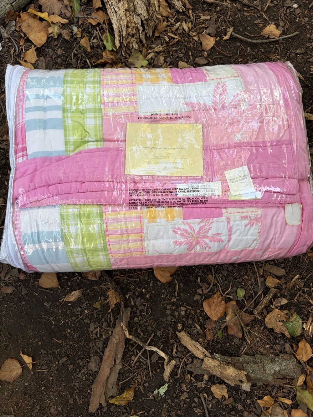 Pottery Barn Kids Pink Multi Aloha Quilt NIP & Quilted Sham Opened Package